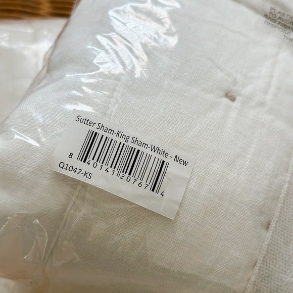 Sutter Linen King Shams (Set of 2)-White - The Home Decor Outlet