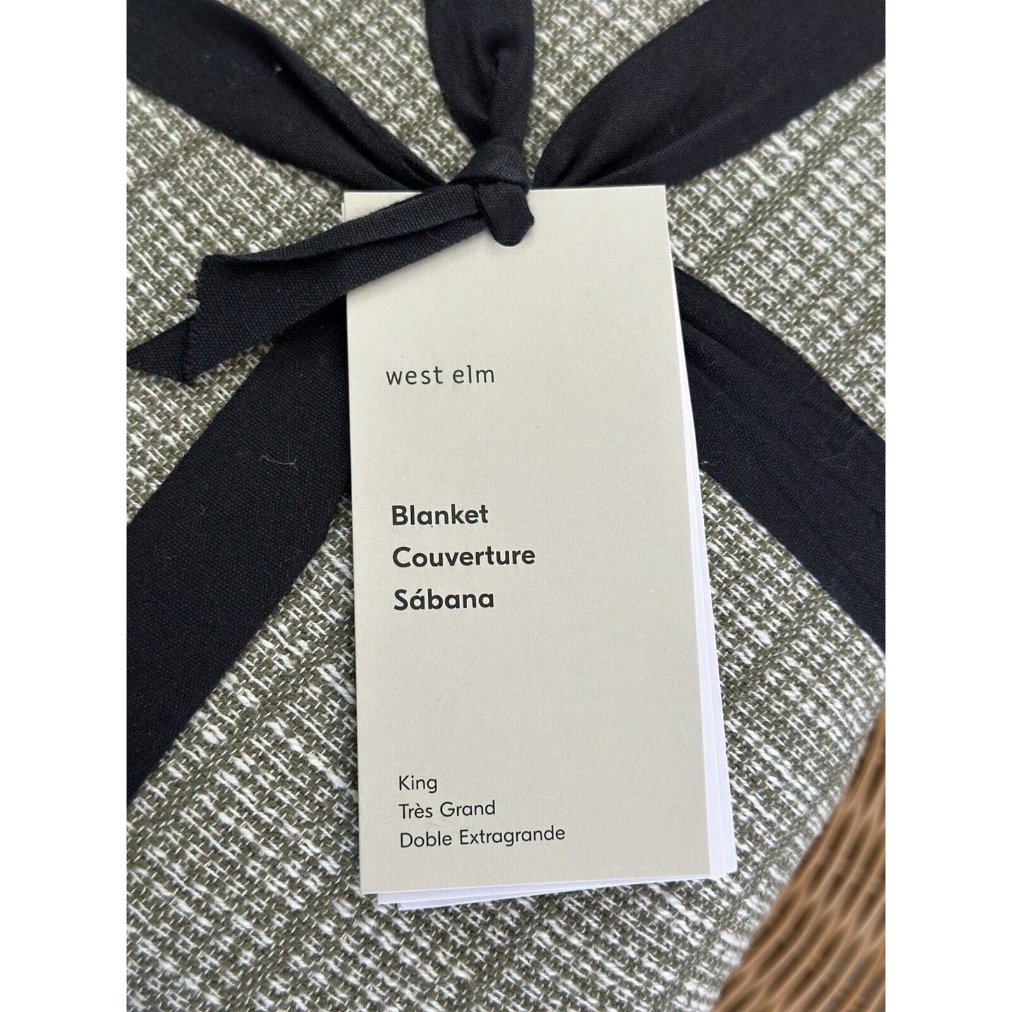 West Elm Reversible Woven Cotton Bed Blanket (King)-Dark Olive - The Home Decor Outlet