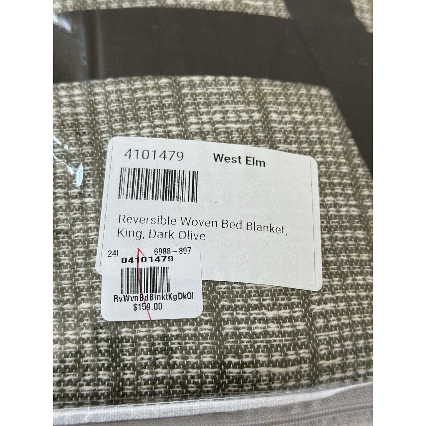 West Elm Reversible Woven Cotton Bed Blanket (King)-Dark Olive - The Home Decor Outlet