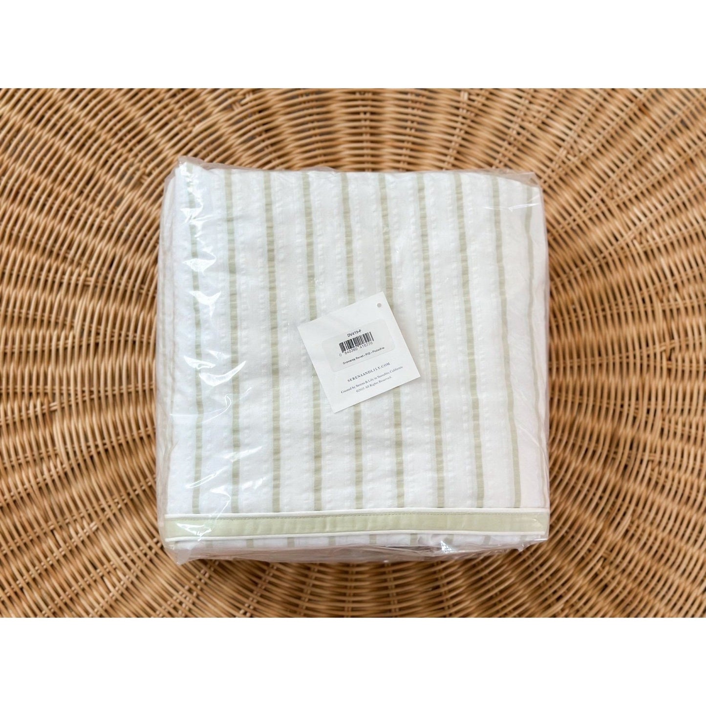 Gramercy Seersucker Duvet Cover (F/Q)-Pistachio - The Home Decor Outlet