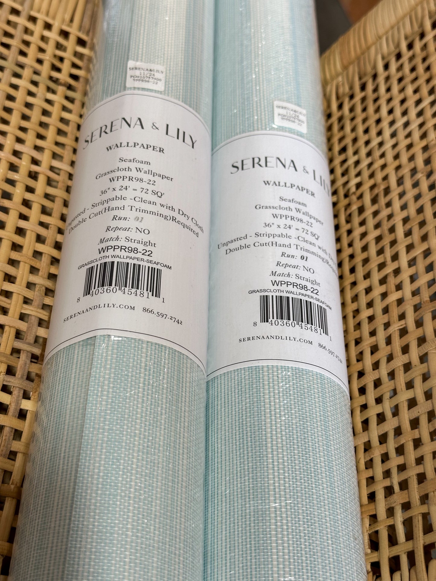 Variegated Grasscloth Wallcovering-Seafoam Blue