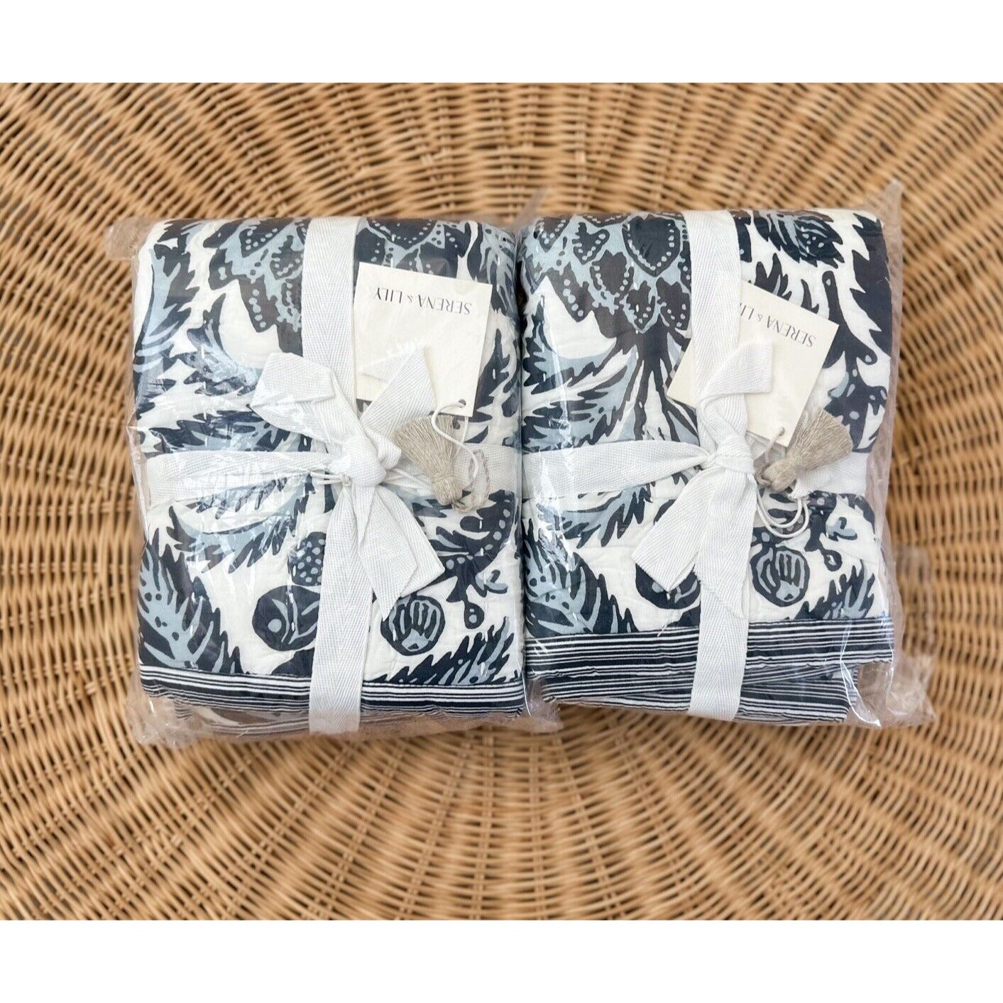 Artichoke Quilted King Shams (Set of 2)-Navy - The Home Decor Outlet