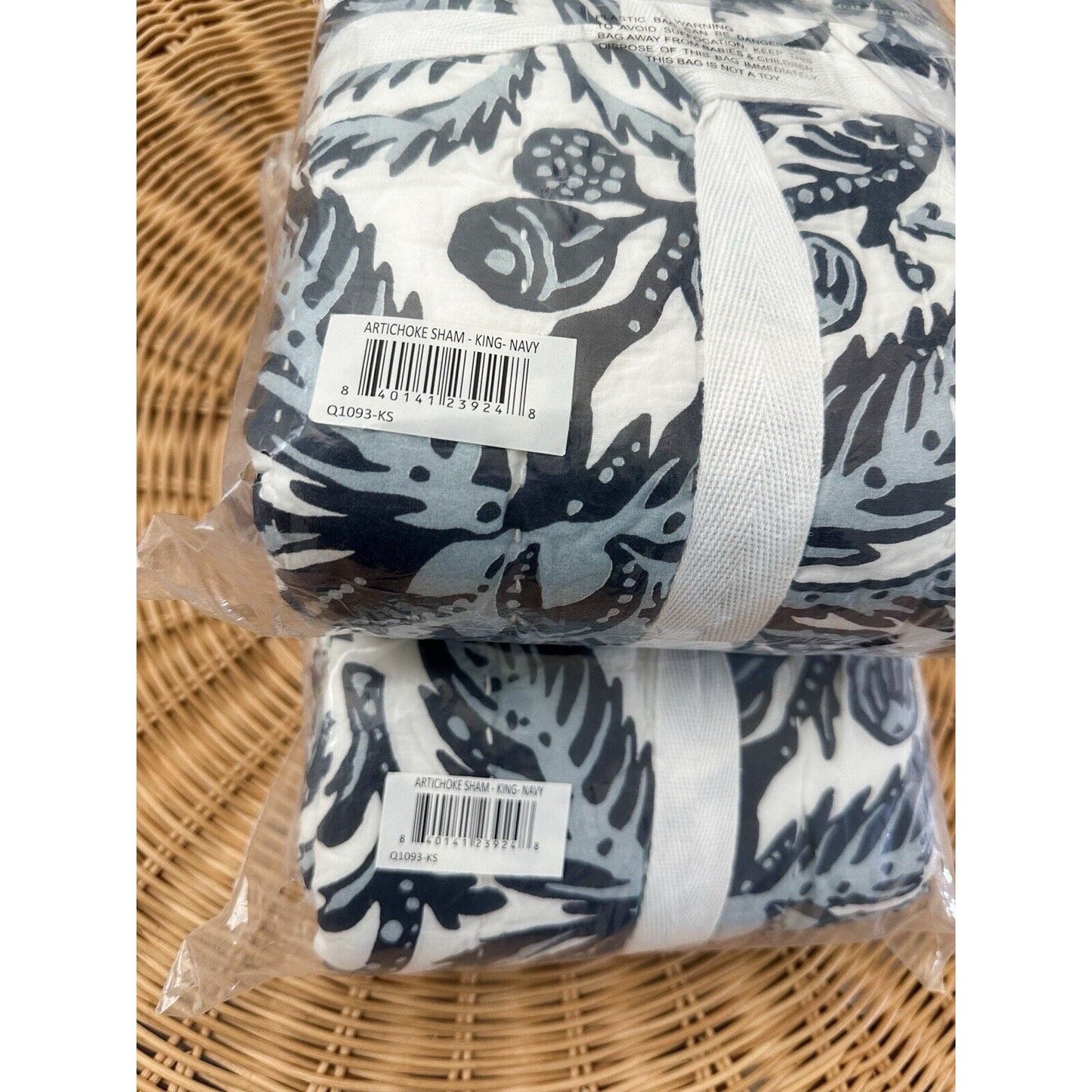 Artichoke Quilted King Shams (Set of 2)-Navy - The Home Decor Outlet