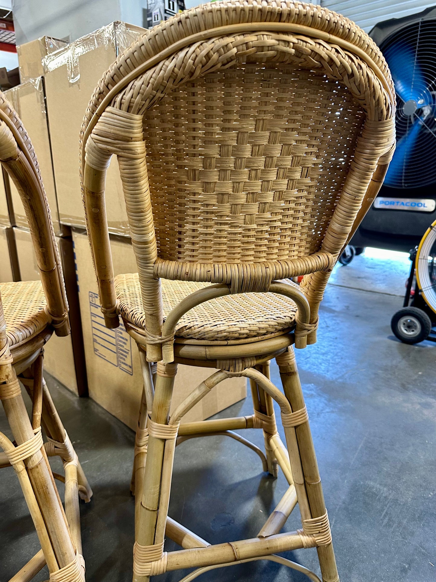 Sunwashed Riviera Swivel Rattan Counter Stool-Natural (CL) - The Home Decor Outlet