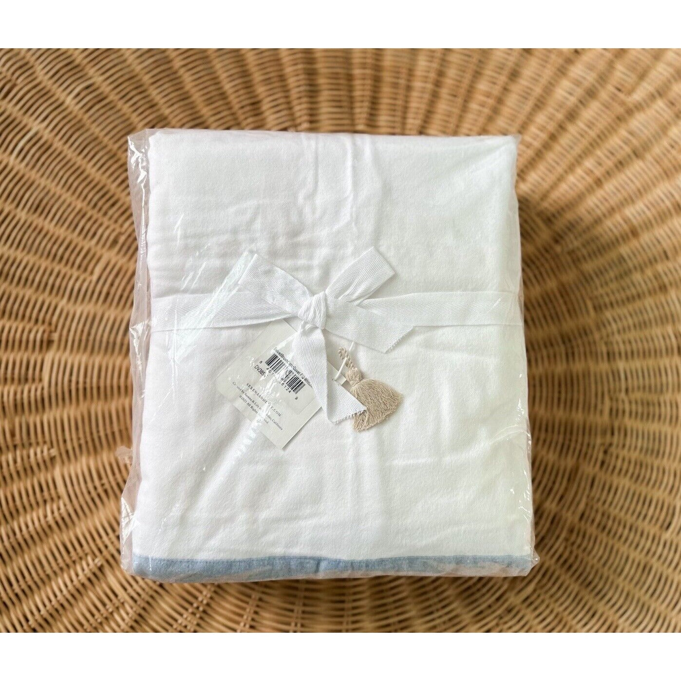 Belvedere Flannel Duvet Cover (F/Q)-White/Chambray - The Home Decor Outlet
