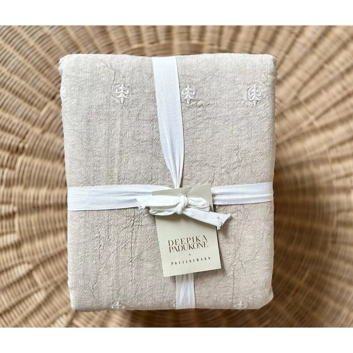 Pottery Barn x Deepika Padukone Embroidered Duvet Cover (K/CK)-Natural - The Home Decor Outlet