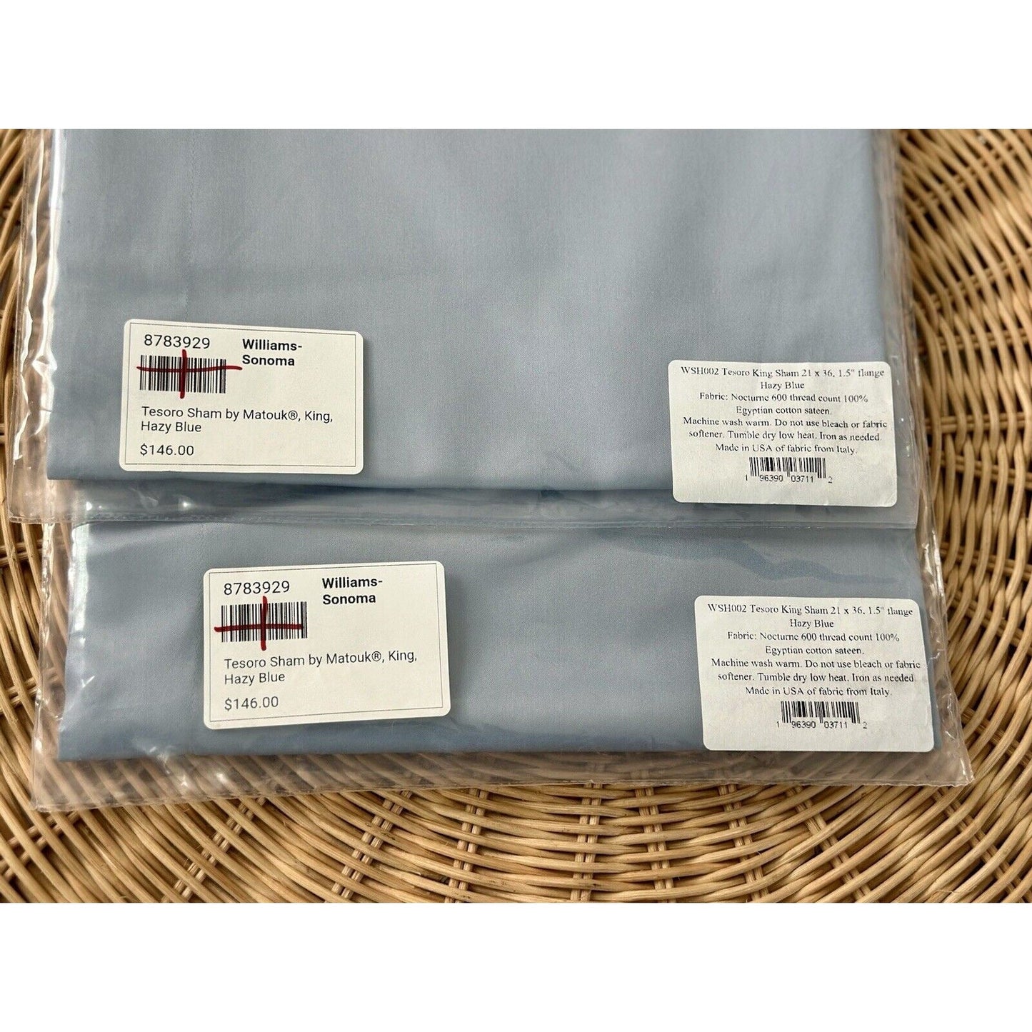 Matouk x Williams Sonoma Tesoro King Shams (Set of 2)-Hazy Blue - The Home Decor Outlet