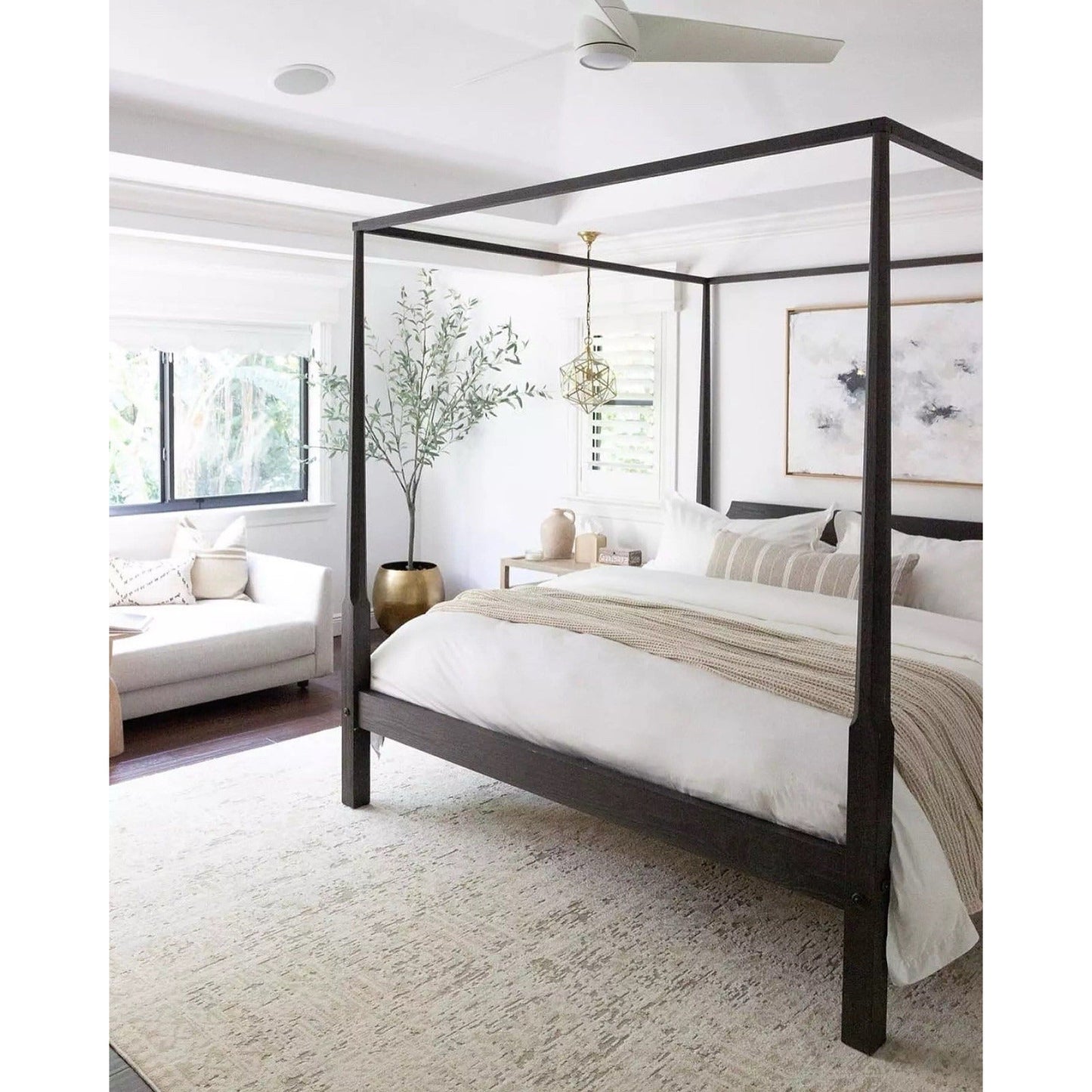 Whitaker Four Poster Bed (King)-Ebony/Brown Black