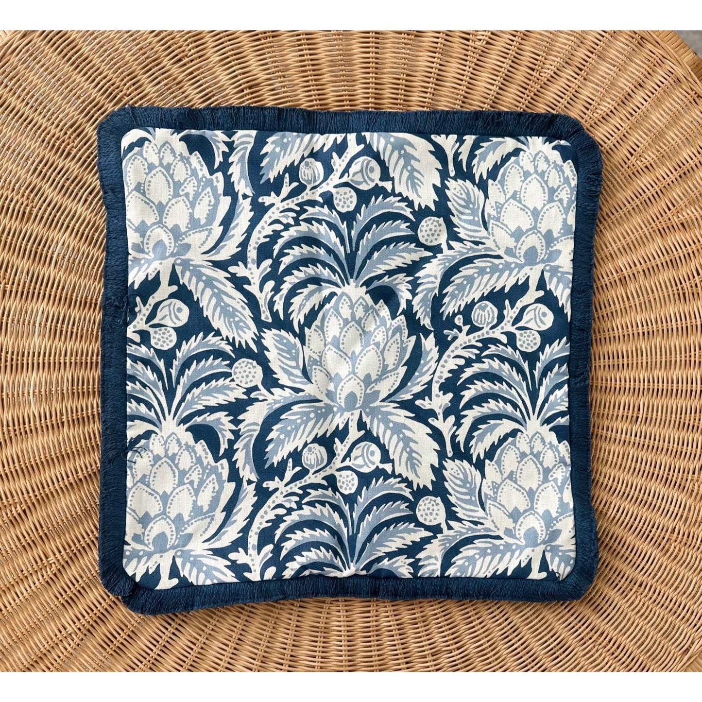 Artichoke Pillow Cover (20” SQ)-Vintage Indigo/Coastal Blue