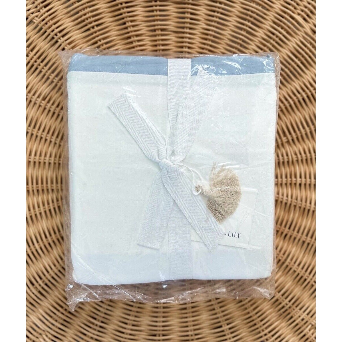 Border Frame Bedskirt (Full)-Coastal Blue - The Home Decor Outlet