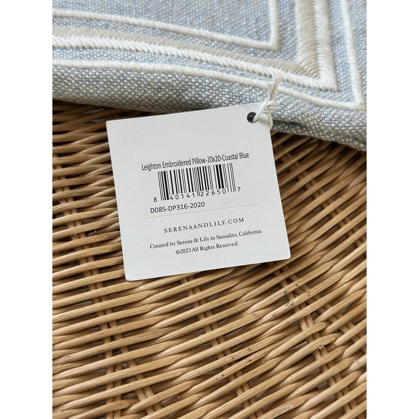 Leighton Pillow Cover (20” SQ)-Coastal Blue