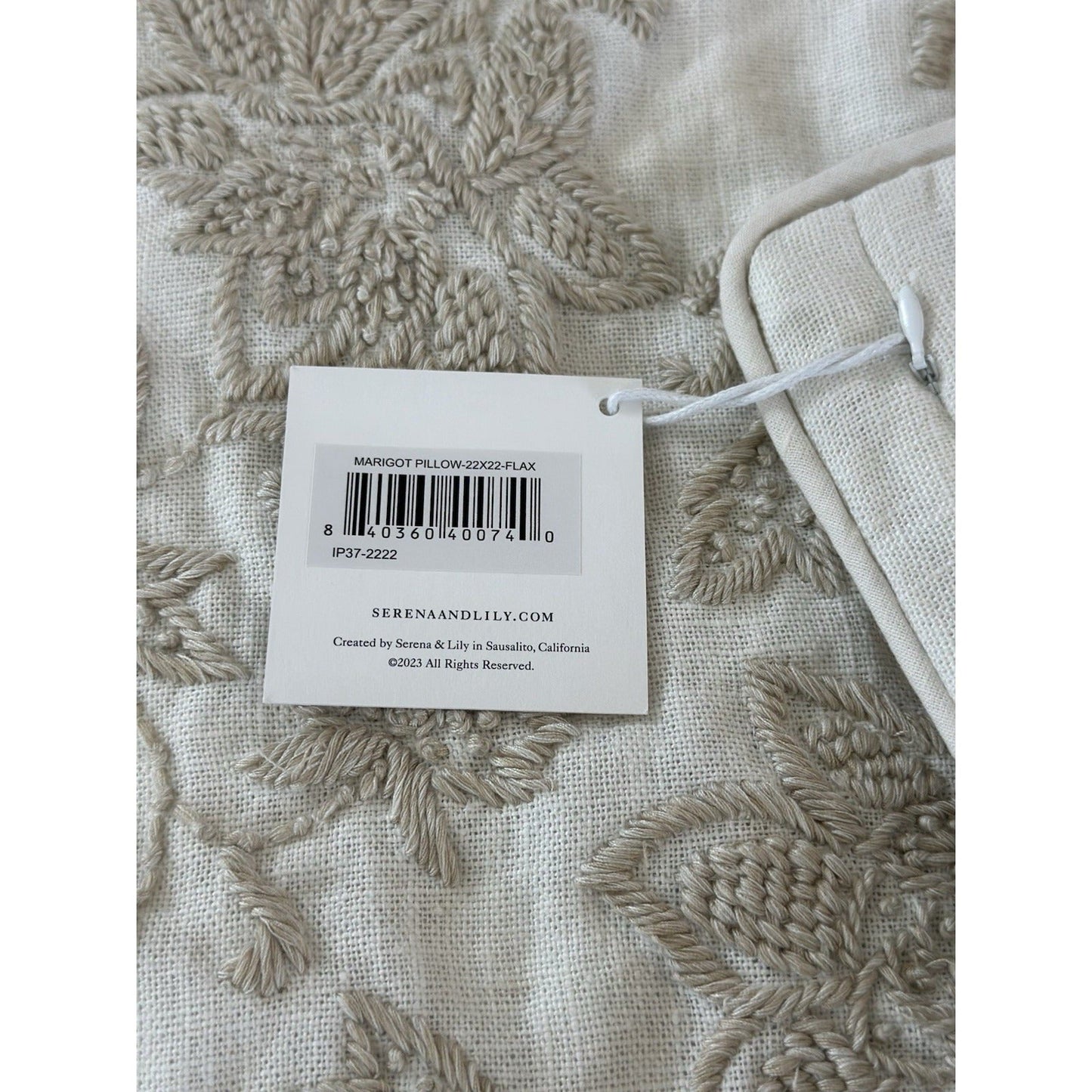 Marigot Pillow Cover (22” SQ)-Flax Beige
