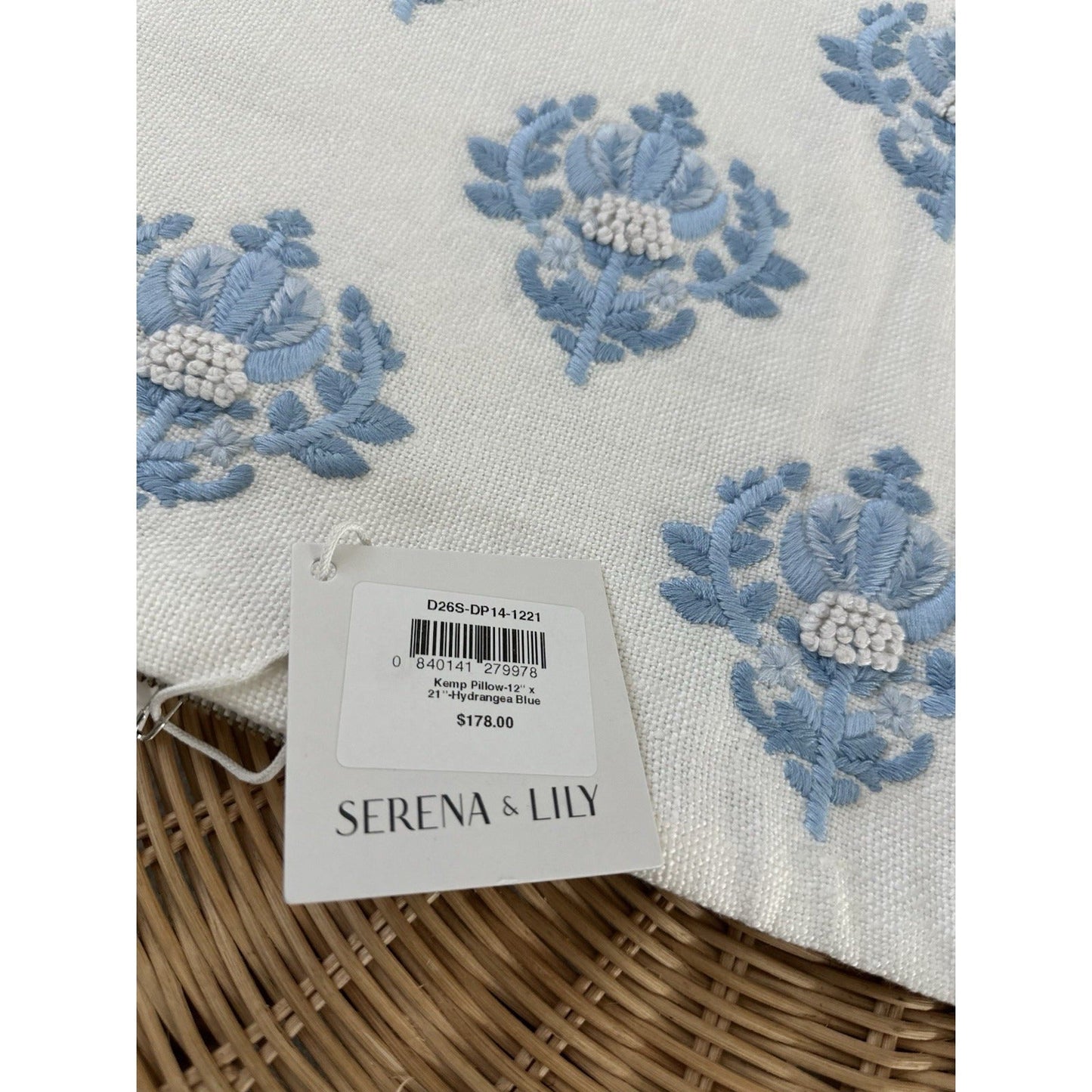 Kemp Pillow Cover (12”x21”)-Hydrangea Blue