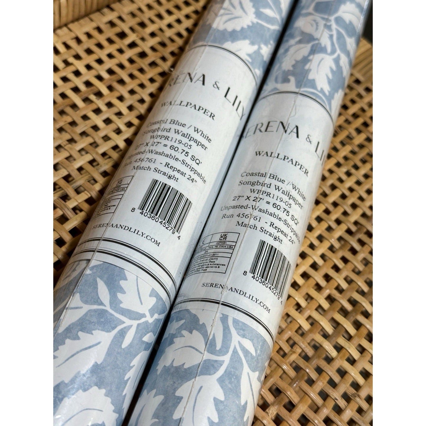 Songbird Wallpaper-Coastal Blue/White