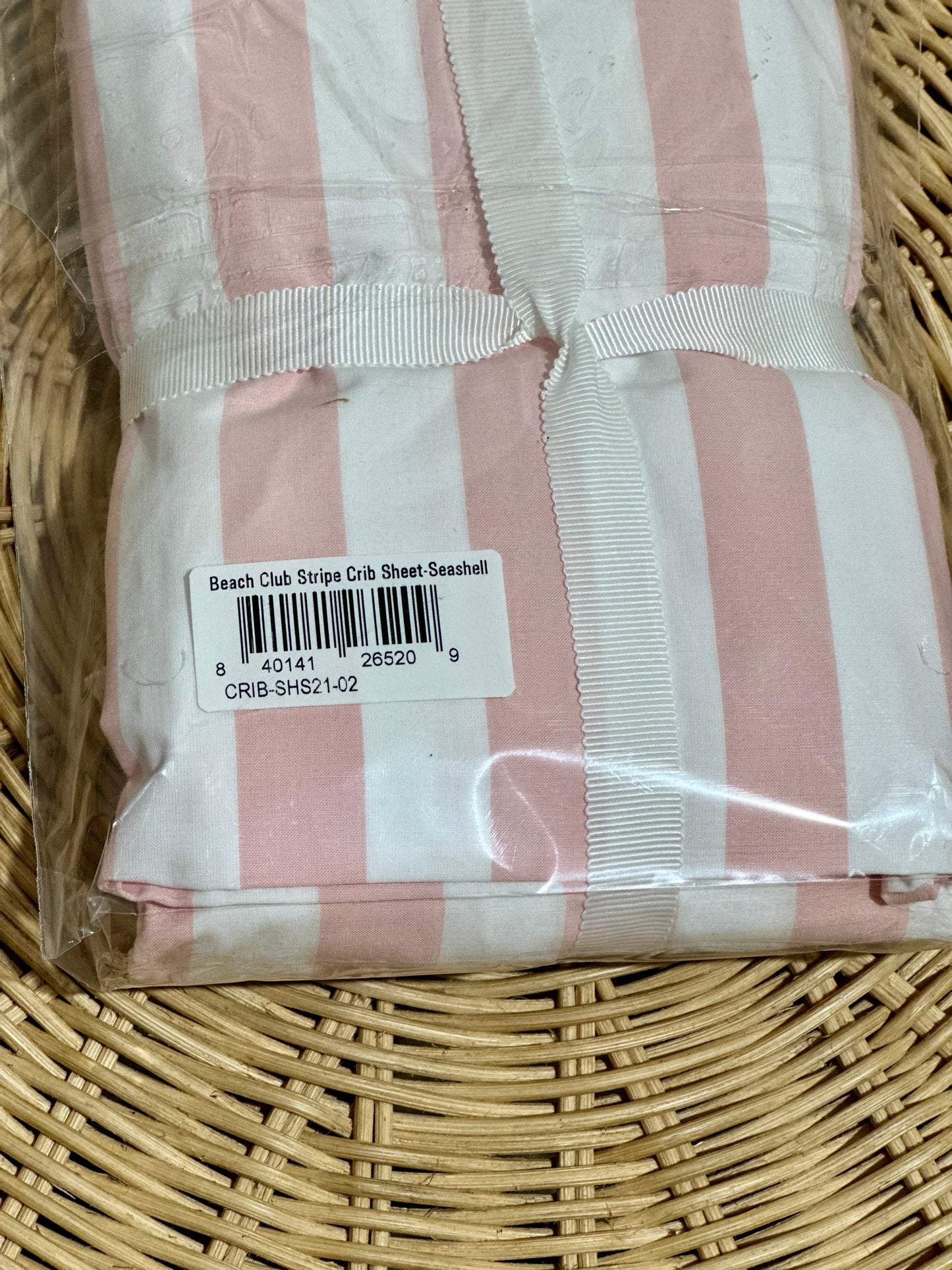 Beach Club Stripe Crib Sheet-Seashell - The Home Decor Outlet
