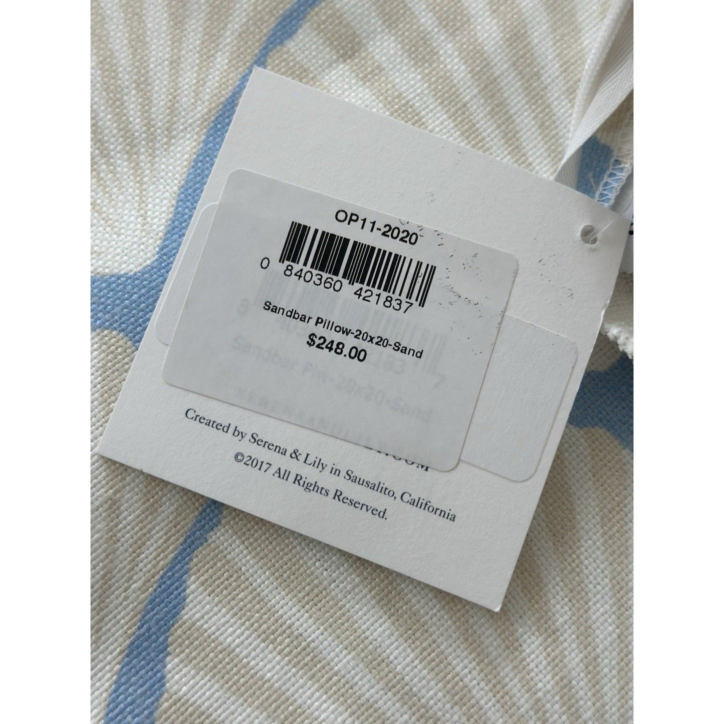 Sandbar Outdoor Pillow Cover (20” SQ)-Sand Beige/Coastal Blue