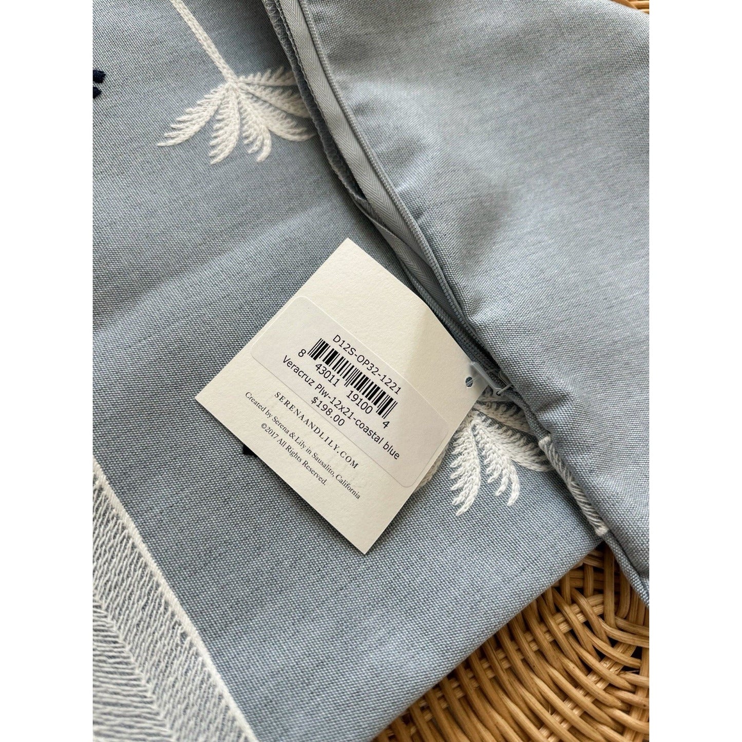 Sunbrella Veracruz Pillow Cover (12”x21”)-Coastal Blue