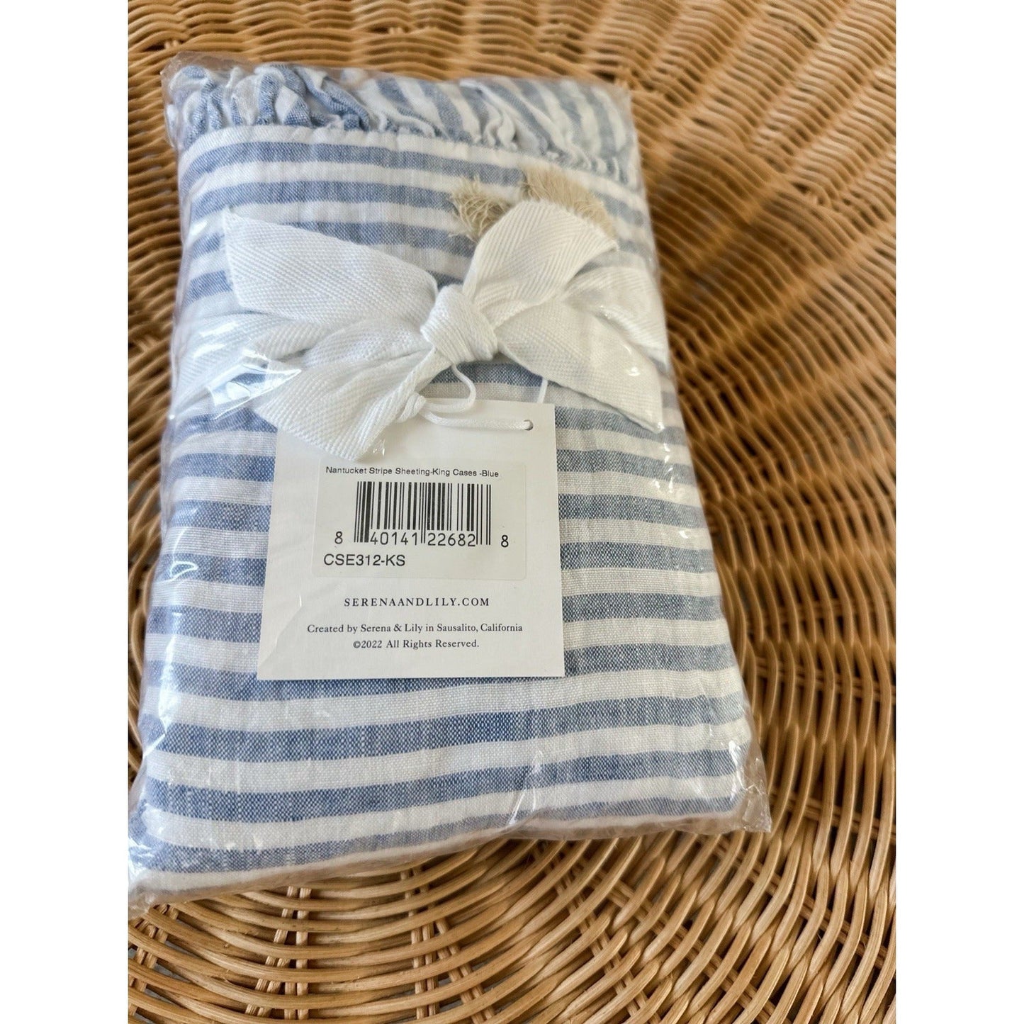 Nantucket Stripe Linen King Pillowcases (Set of 2)-Blue