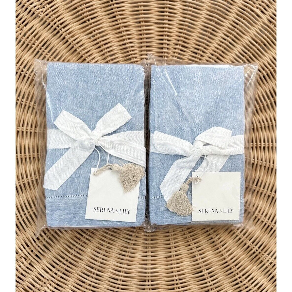 Portofino Linen Standard Shams (Set of 2)-Blue Chambray - The Home Decor Outlet