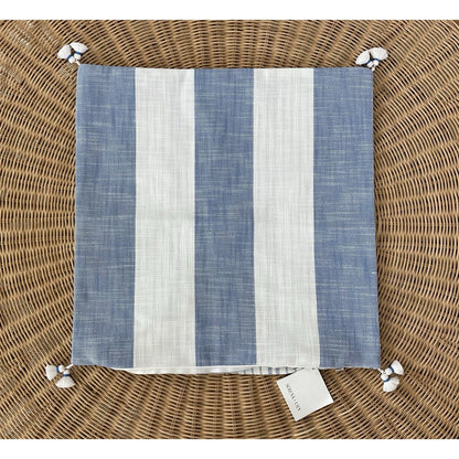 Bay Stripe Outdoor Pillow Cover (20” SQ)-French Blue