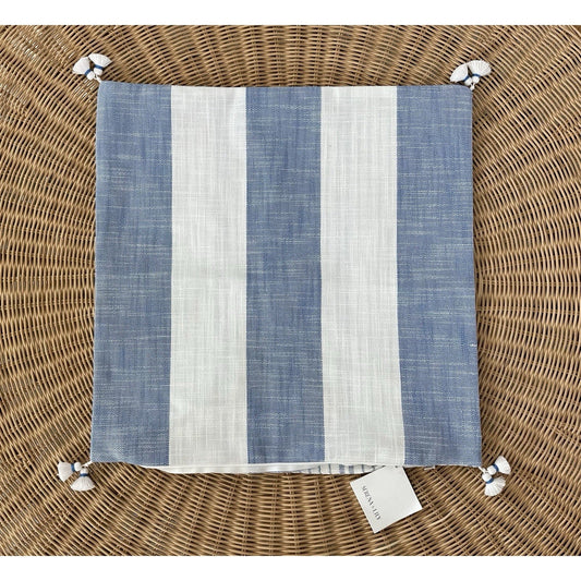 Bay Stripe Outdoor Pillow Cover (20” SQ)-French Blue