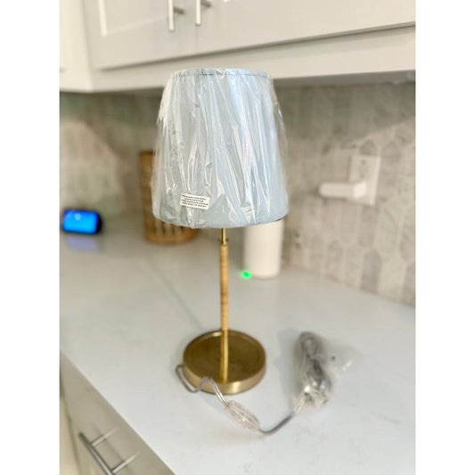 Larkspur Petite Table Lamp (Coastal Blue Taper Shade) - The Home Decor Outlet