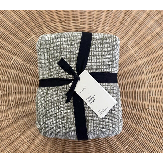 West Elm Reversible Woven Cotton Bed Blanket (King)-Dark Olive - The Home Decor Outlet