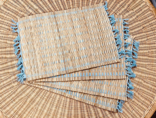 Cabo Woven Placemats (Set of 4)-Coastal Blue - The Home Decor Outlet
