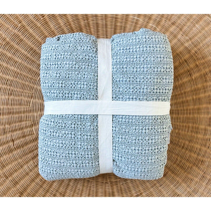 Pottery Barn Honeycomb Cotton Duvet Cover (K/CK)-Light Chambray - The Home Decor Outlet