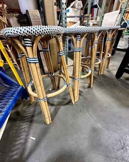 Riviera Backless Bar Stool-Navy/White - The Home Decor Outlet