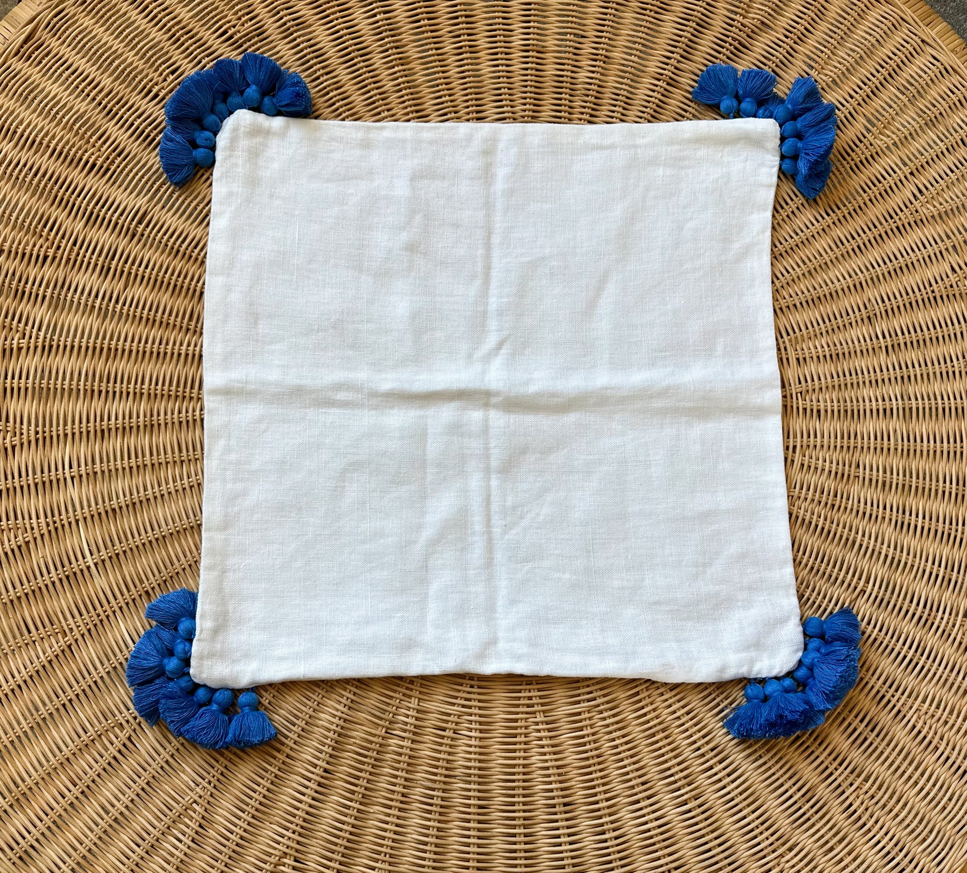 Cayucos Pillow Cover-White/Capri - The Home Decor Outlet