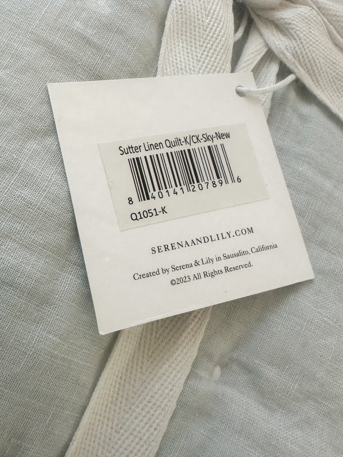 Sutter Linen Quilt (K/CK)-Sky - The Home Decor Outlet