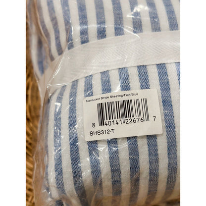Nantucket Stripe Linen Sheet Set (Twin)-Blue - The Home Decor Outlet