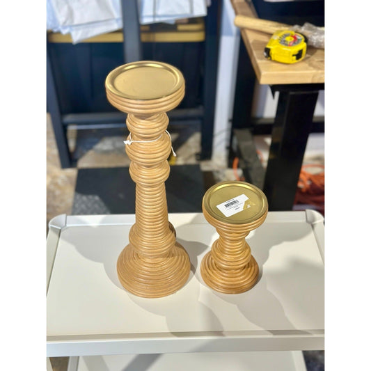 Carmel Rattan Candlestick-Natural - The Home Decor Outlet