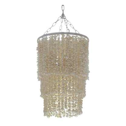 Serena & Lily Aptos Shell Chandelier (Large)-Beige/White