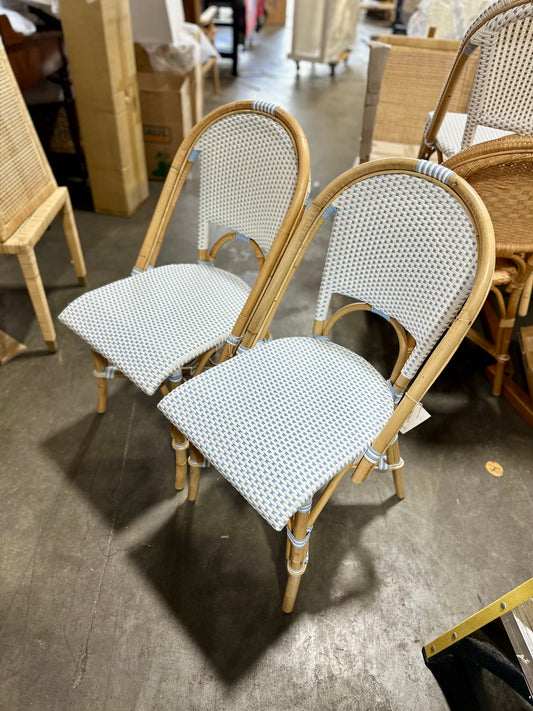 Riviera Rattan Dining/Side Chair-Hydrangea/White - The Home Decor Outlet