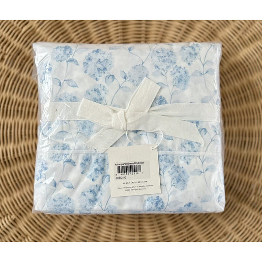 Hydrangea Percale Sheet Set (Queen)-Hydrangea Blue