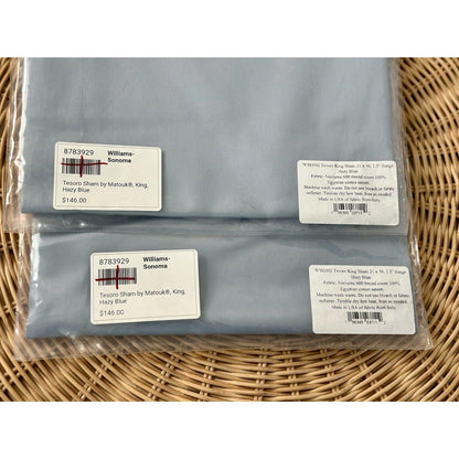 Matouk x Williams Sonoma Tesoro King Shams (Set of 2)-Hazy Blue - The Home Decor Outlet