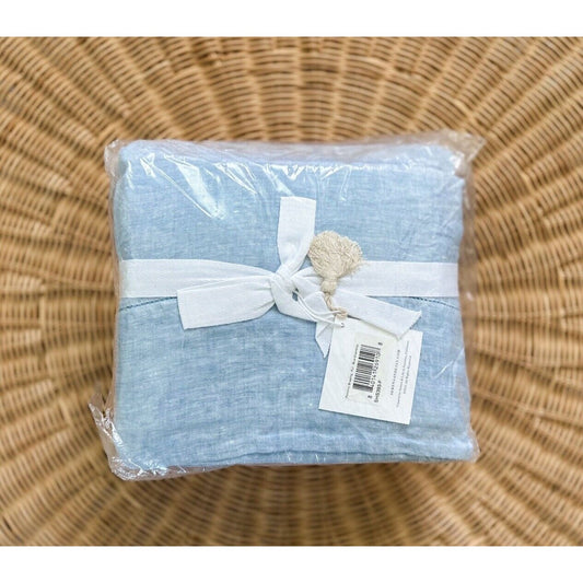 Portofino Linen Sheet Set (Full)-Blue Chambray - The Home Decor Outlet