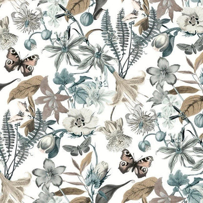 York Wallcoverings Butterfly House Wallpaper-White/Neutrals/Blue