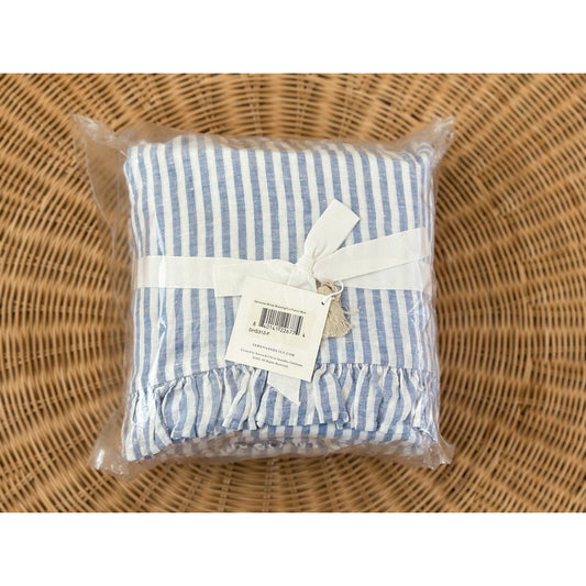 Nantucket Stripe Linen Sheet Set (Full)-Blue