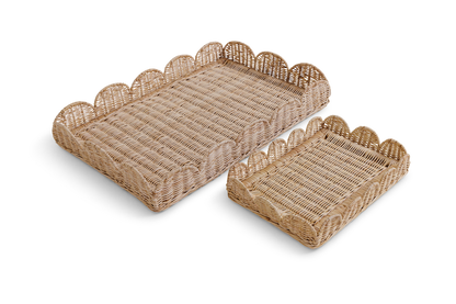 Scallop Rattan Rectangular Tray