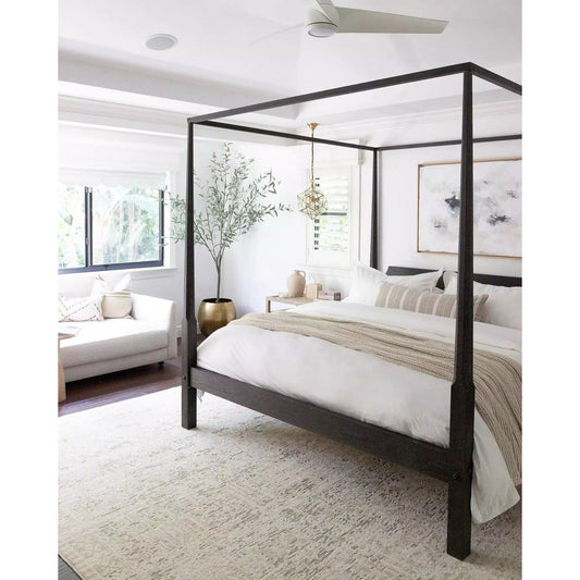 Whitaker Four Poster Bed (King)-Ebony/Brown Black