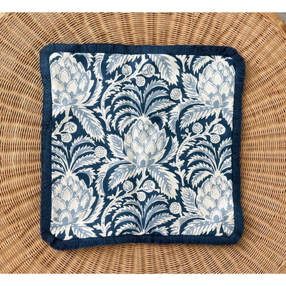 Artichoke Pillow Cover (20” SQ)-Vintage Indigo/Coastal Blue