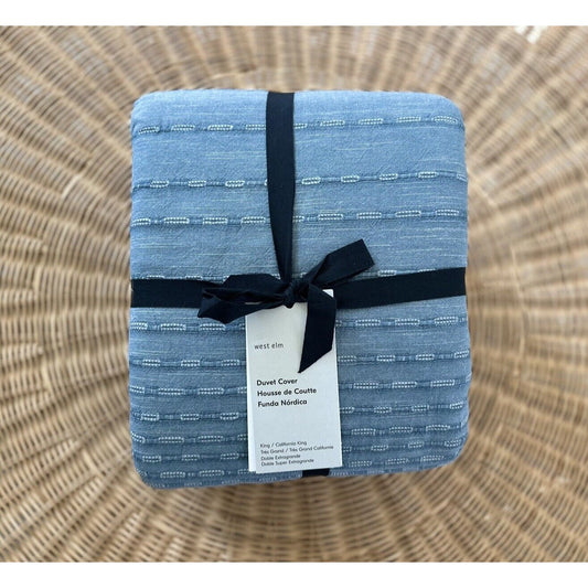 West Elm Reese Linen Cotton Duvet Cover (K/CK)-Marina Blue - The Home Decor Outlet