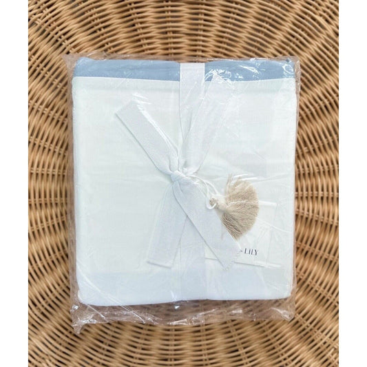 Border Frame Bedskirt (Full)-Coastal Blue - The Home Decor Outlet