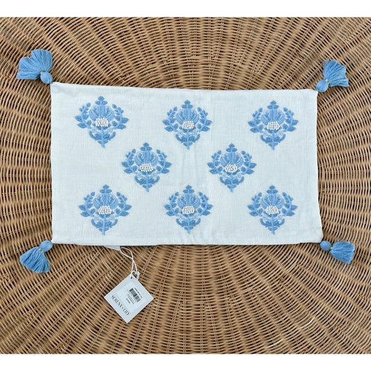 Kemp Pillow Cover (12”x21”)-Hydrangea Blue
