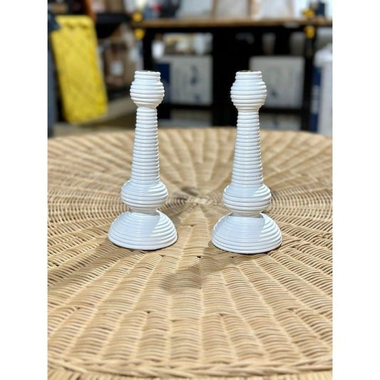 Carmel Large Rattan Taper Holder-White - The Home Decor Outlet