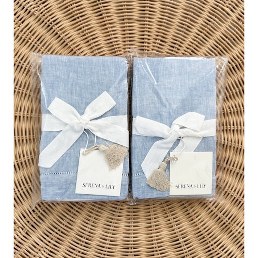 Portofino Linen Standard Shams (Set of 2)-Blue Chambray - The Home Decor Outlet