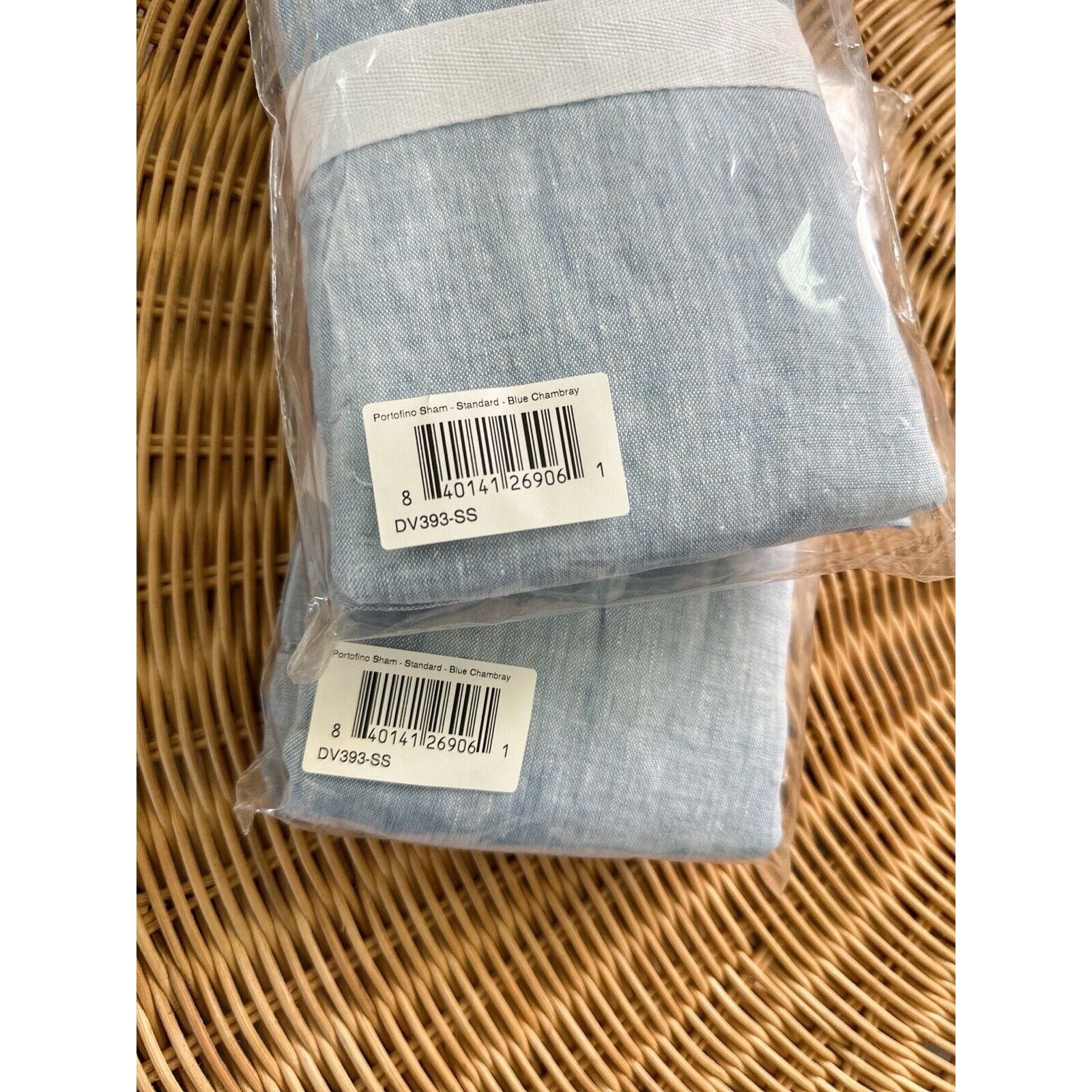 Portofino Linen Standard Shams (Set of 2)-Blue Chambray - The Home Decor Outlet
